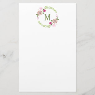 BlumenKranz-Monogramm-Briefpapier Briefpapier