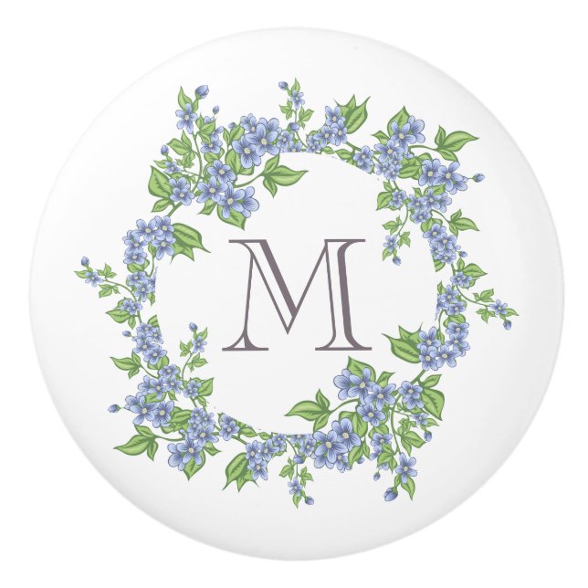 Blumenkranz-Monogramm Keramikknauf (Vorderseite)
