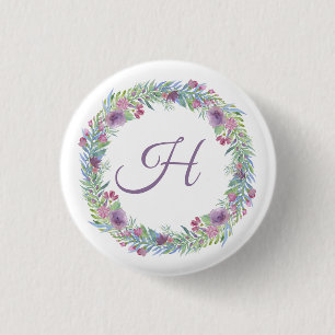 Blumenkranz monogramm personalisiert button