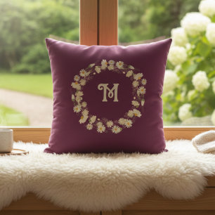Blumenkranz Monogrammkissen bordeauxrot Kissen