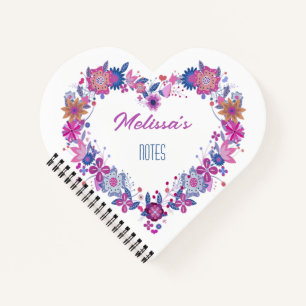 Blumenkranz Rosa blauer Name Notizbuch