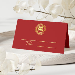 Blumenkranz Rotes Doppelglücksgefühl Chinesische H Platzkarte
