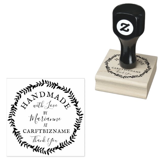 Blumenkranz rustikalen Dank Handmade mit Liebe Gummistempel (Stempel)