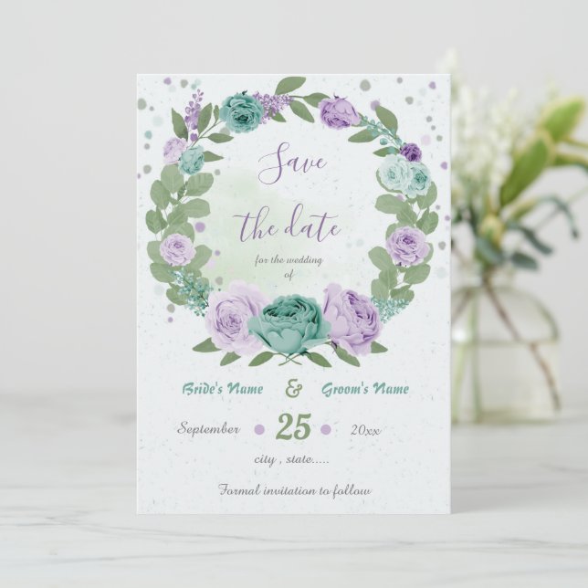 Blumenkranz Save The Date (Stehend Vorderseite)