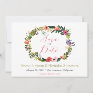 Blumenkranz Save the Date Karte