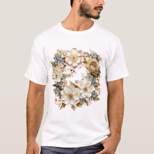 Blumenkranz-T-Shirt Zartes botanisches Grafikdesig T-Shirt