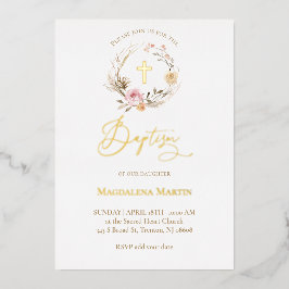 Blumenkranz Taufen Folieneinladung