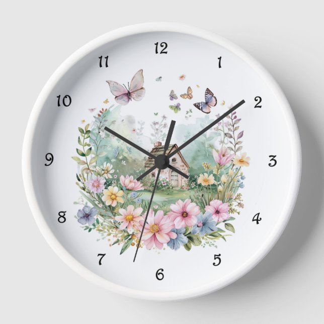Blumenkranz und Hütte Uhr (Vorderseite)