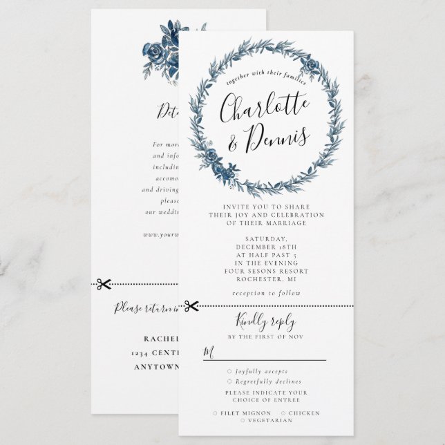 Blumenkraut, blau, uAwg Einladung (Vorne/Hinten)