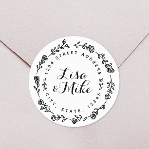 Blumenkraut Hochzeitsfeier Rücksendeadresse Runder Aufkleber