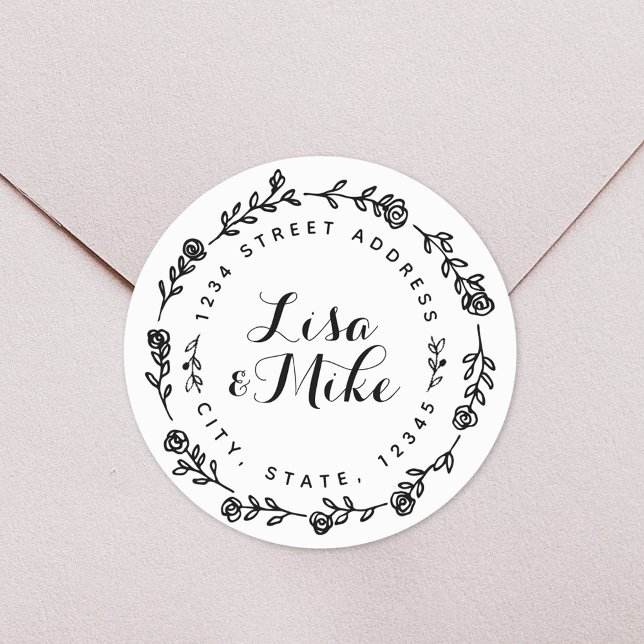 Blumenkraut Hochzeitsfeier Rücksendeadresse Runder Aufkleber (Von Creator hochgeladen)