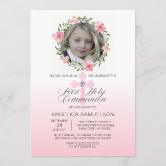 Blumenkraut Rosa Erster Heiliger Kommune GIRL Einladung