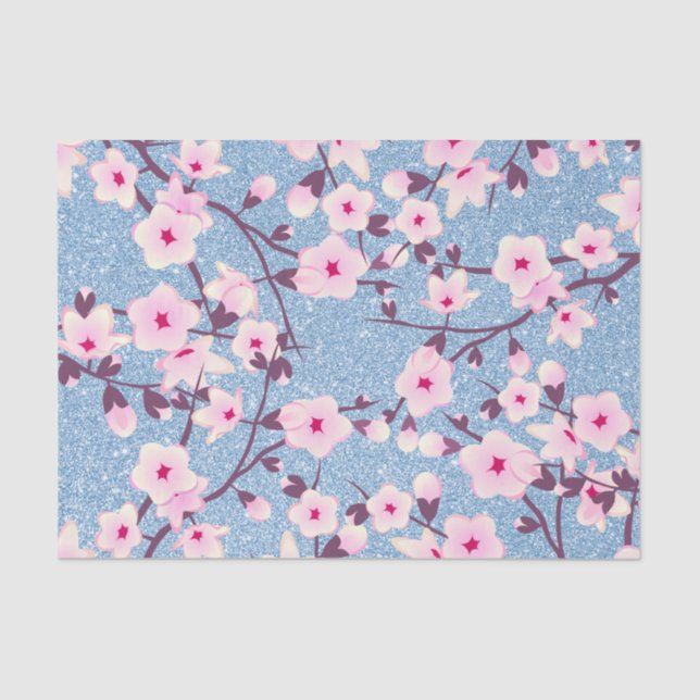 Blumenkrebs Blauer Glitzer Seidenpapier (Vorderseite)