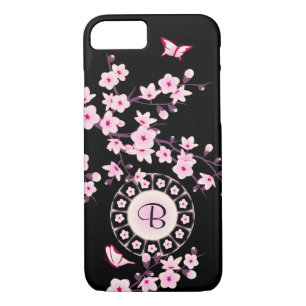 Blumenkrebs Blossom Rosa Schwarze Monogramm Case-Mate iPhone Hülle