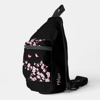 Blumenkrebs Blossom Schwarz-Pink-Monogramm Crossbody Bag