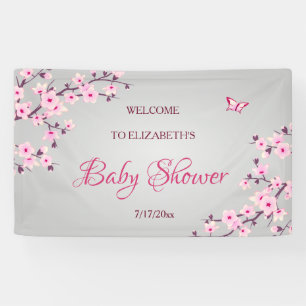 Blumenkrebs Blüten Rosa Graue Babydusche Banner