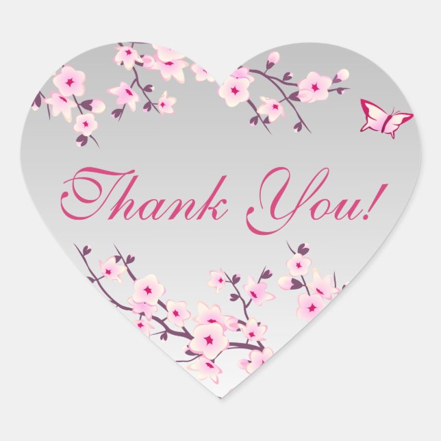 Blumenkrebs Blüten Rosa Graue Babydusche Herz Herz-Aufkleber (Vorderseite)