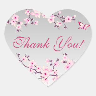 Blumenkrebs Blüten Rosa Graue Babydusche Herz Herz-Aufkleber