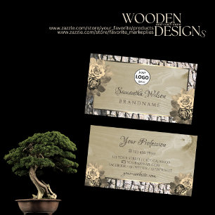 Blumenkrebse Rose Holzkörnchen mit Logo Visitenkarte