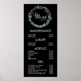 Blumenkreide Salon Menü Preisliste Wall Poster