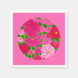 Blumenkreis, Fuchsienrosa Chrysanthemen Serviette