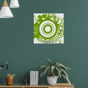 Blumenkreis mit Kanji für Mut Poster