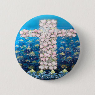 Blumenkreuz Button