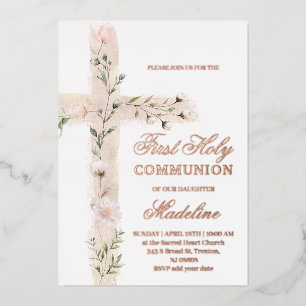 Blumenkreuz Erste Heilige Kommune Folieneinladung