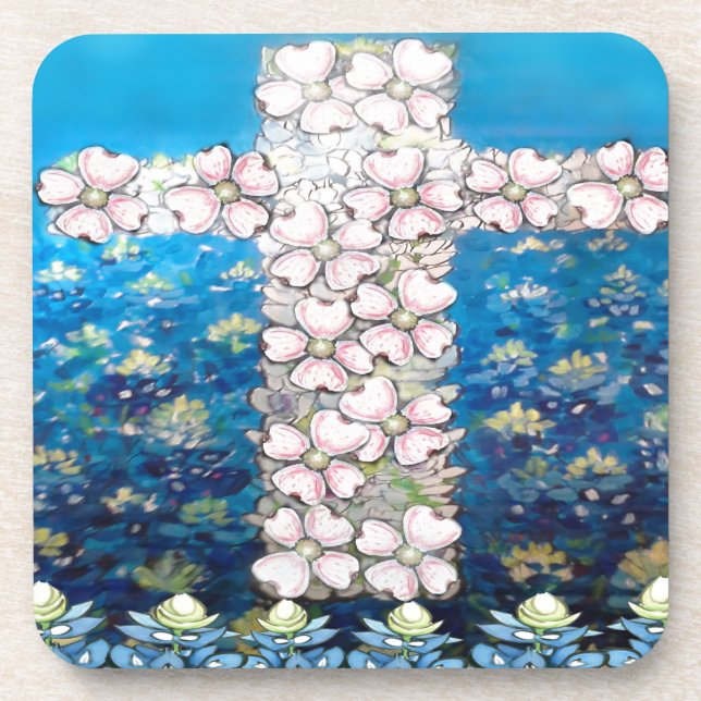 Blumenkreuz Getränkeuntersetzer (Vorderseite)