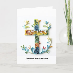 Blumenkreuz ich wünsche dir frohe Ostern Feiertagskarte