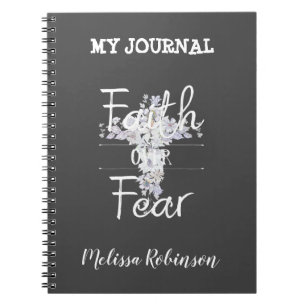 Blumenkreuz mit Christlichem Zitat Notizblock