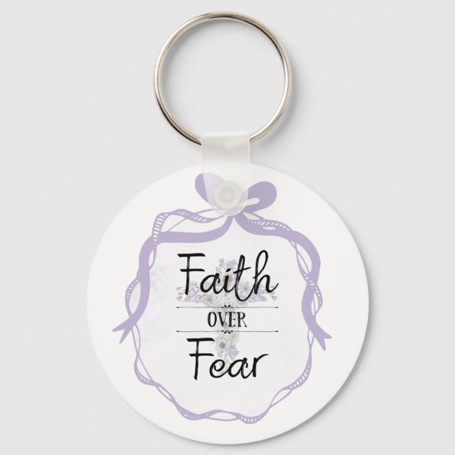 Blumenkreuz mit Christlichem Zitat Schlüsselanhänger (Vorderseite)