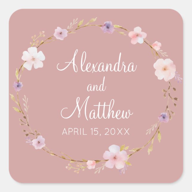 Blumenkrone Quadratischer Aufkleber (Vorderseite)