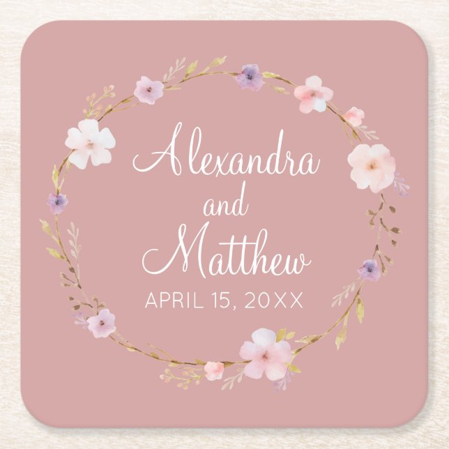 Blumenkrone Rechteckiger Pappuntersetzer (Vorderseite)