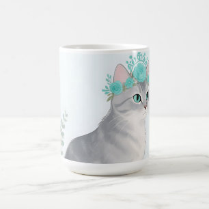 Blumenkronen-Graue Katze Kaffeetasse