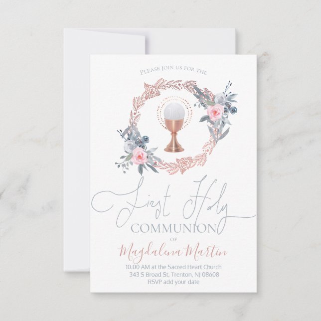 Blumenkronendekor Einladung (Vorderseite)