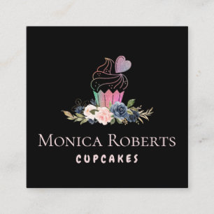 Blumenkuchen für Glitzer Quadratische Visitenkarte
