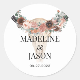 Blumenkuh Schädel-Gastgeschenk Hochzeit Runder Aufkleber