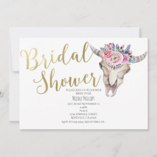Blumenkuh Skull Gold Bridal Dusche Einladung