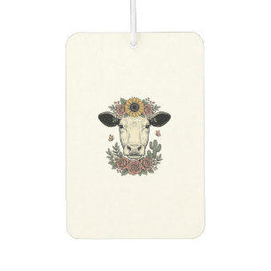 Blumenkuhkopf im Vintage-Stil Gravur Design_1 Autolufterfrischer