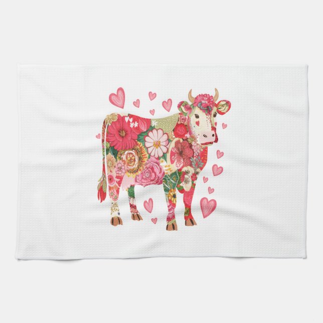 Blumenkuhpingel, Niedliche Kuhkonstruktionsleuchte Geschirrtuch (Horizontal)
