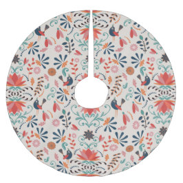 Blumenkunst-Design mit blauen, roten Blume Polyester Weihnachtsbaumdecke