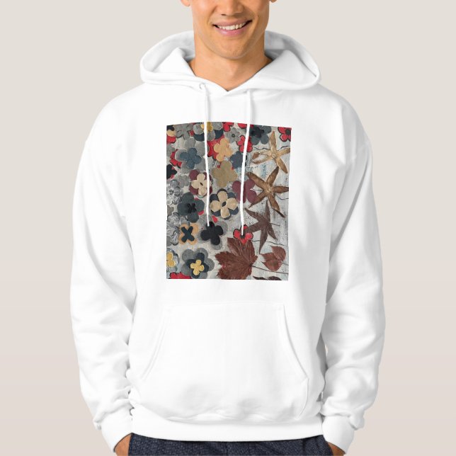 Blumenkunst-Druck Teal Hoodie (Vorderseite)
