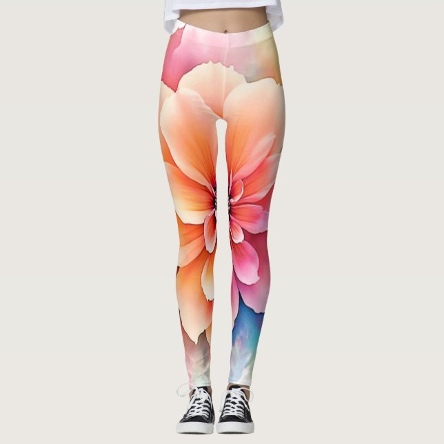 Blumenkunst enthüllt Design Leggings (Vorderseite)