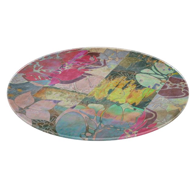 Blumenkunst-Grunge-Muster Schneidebrett (Ecke)