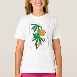 Blumenkunst mit orangefarbenen Blume T-Shirt