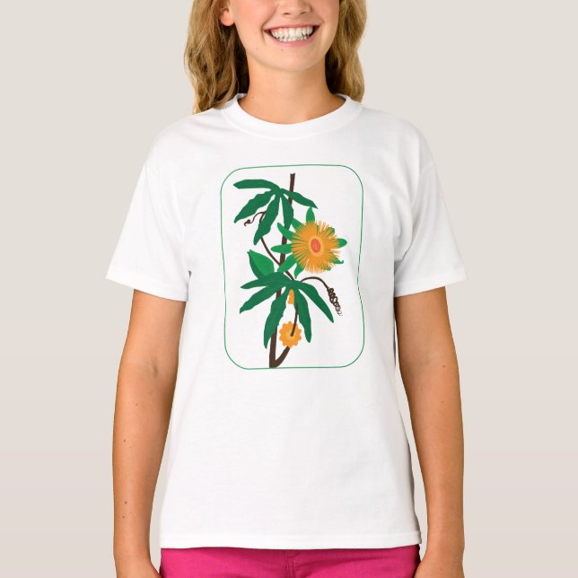 Blumenkunst mit orangefarbenen Blume T-Shirt (Vorderseite)
