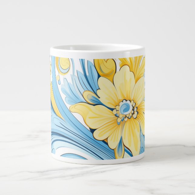 Blumenkunst-Muster Extra-Large Tasse (Vorderseite)