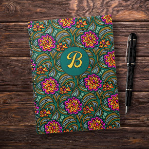 Blumenkunst-Muster Individuelles Anfangsbuchstaben Notizblock