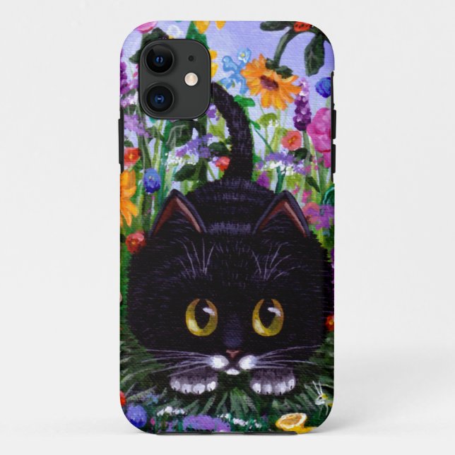 Blumenkunst-Schwarzestuxedo-Katzen-Blumen Case-Mate iPhone Hülle (Rückseite)